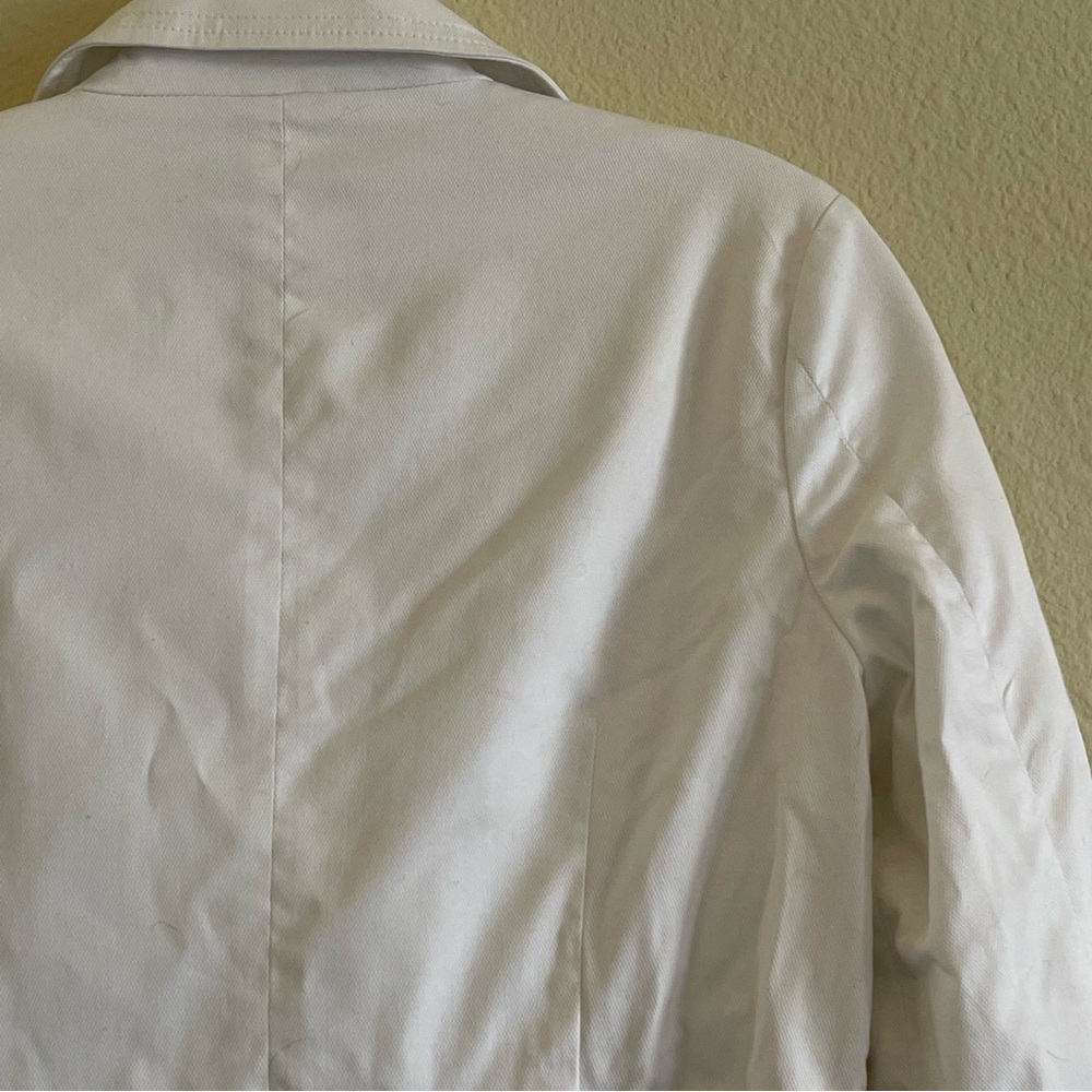 WHBM White semi-distressed cotton blazer jacket with eyelet trim size 4 - Picture 11 of 17